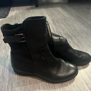 Ecco Black Ankle Boots with Buckle Detail